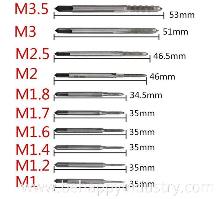 tap die drill bit chart